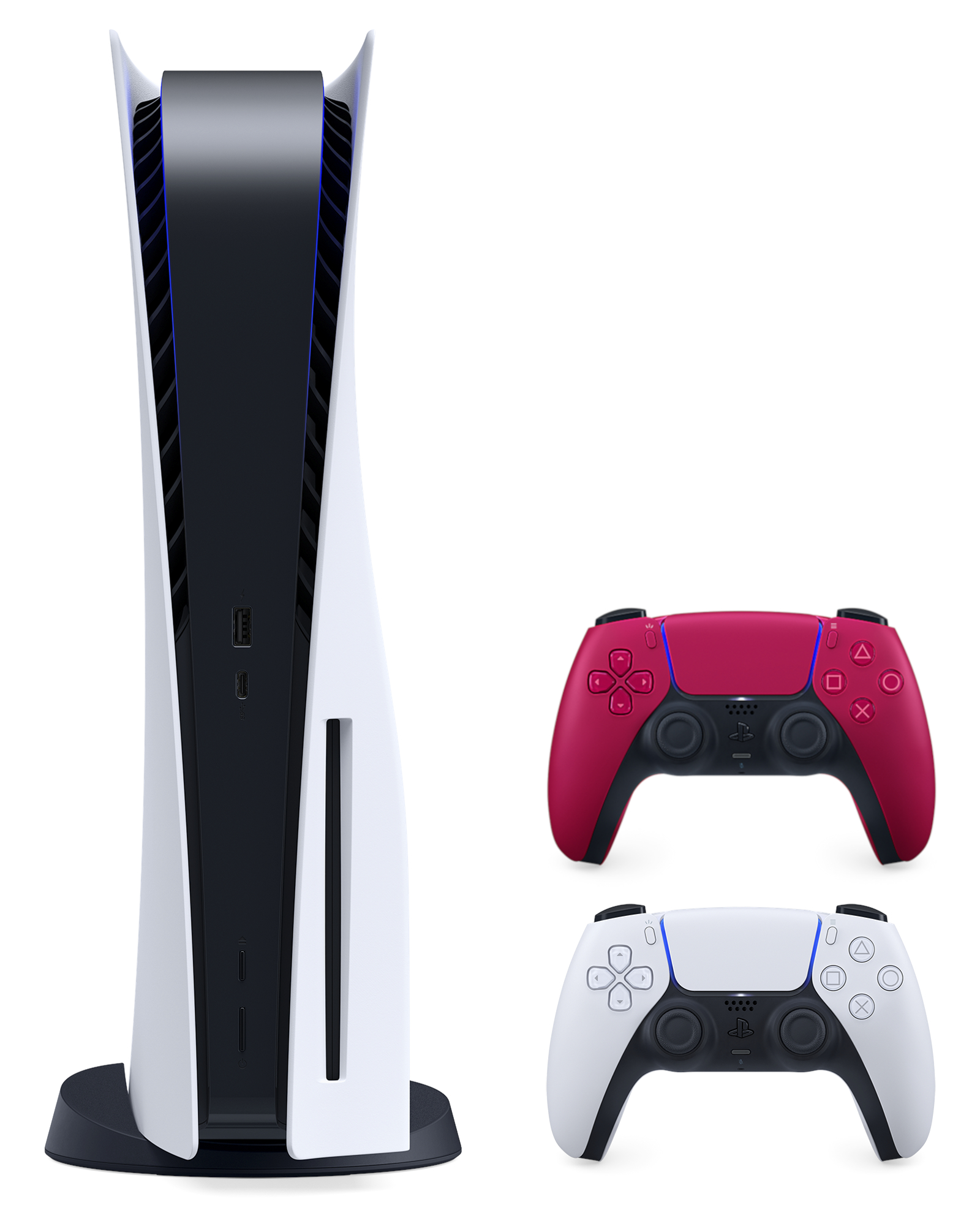 2023 New PlayStation 5 Disc Version PS5 Console with 2 Wireless Controllers - White & Cosmic Red