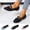 Khaki, variant on Womens Casual Slip-On Shoes Low Heels Pointed Toe Shoes Solid Color Bowknot Flock Shoes Comfortable Soft Soled Shoes Trendy Loafers Flat Shoes