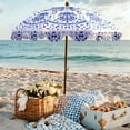 thumbnail image 2 of LAGarden Our Beach Portable Umbrella for Sand Beech Wood Pole Carry Bag with Printed Porcelain Love Cute Garden Parasol, 2 of 9