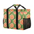 thumbnail image 2 of Slices and Whole Orange Reusable Grocery Bags with Handle Side Pocket Waterproof Shopping Portable Tote, 2 of 8