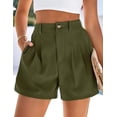 thumbnail image 3 of PRETTYGARDEN Womens Shorts Casual Summer Elastic High Waist Zipper Button Tailored Shorts Pleated Beach Vacation Outfits, 3 of 9