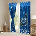 thumbnail image 3 of Manfei Cute Butterfly Curtains and Drapes,Chic Diamond Black Out Curtains,Blue Glitter Print Curtains Pack of 2 (52x63 Each) For Girls,Luxury Bedroom Decor, 3 of 6