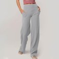 thumbnail image 5 of Women's High Waist Yoga Pants Basic/Side Pockets Casual Solid Color Trousers Light Gray L, 5 of 7