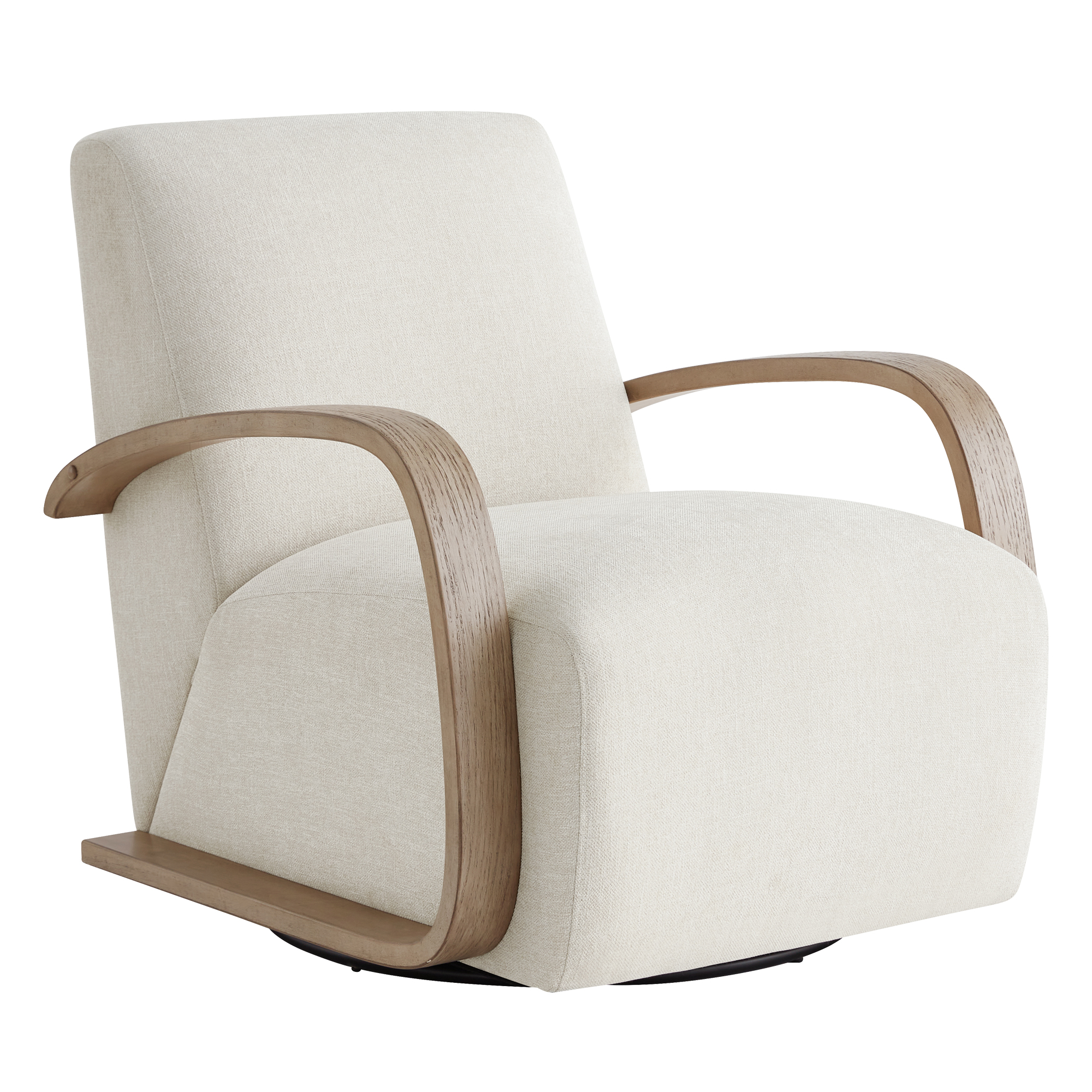 CHITA Swivel Accent Chair with U-shaped Wood Arm for Living Room Beedroom, Linen & Gray Wood - image 4 of 9