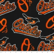MLB Baltimore Orioles 58" 100% Polyester Fleece Sports Logo Fabric By the Yard, Black and Orange