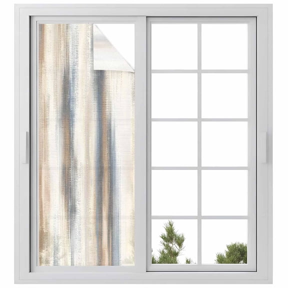 Beige Gray Window Privacy Film, Abstract Grunge Mottled Neutral Texture Static Cling UV Sun Blocking Heat Control Window Tint Day and Night, Non-Adhesive One Way Windows Privacy Cover 29.5''x78.7''