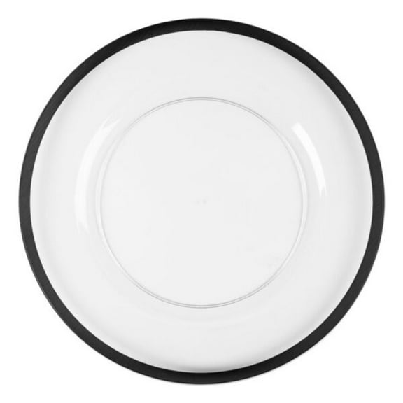 Clear w/ Black Rim Plastic Chargers 13 4ct.