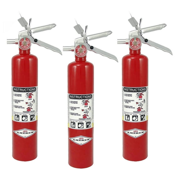 Amerex B417T, 2.5lb ABC Dry Chemical Fire Extinguisher with Aluminum Valve & Wall Bracket, Pack of 3