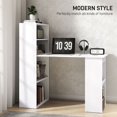 thumbnail image 3 of Modern White Computer Desk with Storage Shelves - 47" Writing Table & Bookshelf for Home Office & Study - Engineered Wood Workstation, 3 of 7