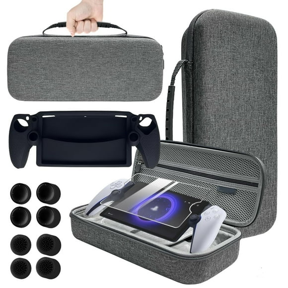 Juego de accesorios para Playstation Portal, adecuado para PS5 Portal, Estuche de transporte, funda protectora de silicona blanda, 8 tapas para joystick,Protector de pantalla