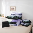 thumbnail image 5 of Manfei Woodland Pine Tree Bedding Comforter Set 7pcs for Men, Nature Landscape King Bedding Sets, Purple Rustic Farmhouse Reversible Bed Sheets, Microfiber Bedroom Decor, 5 of 7
