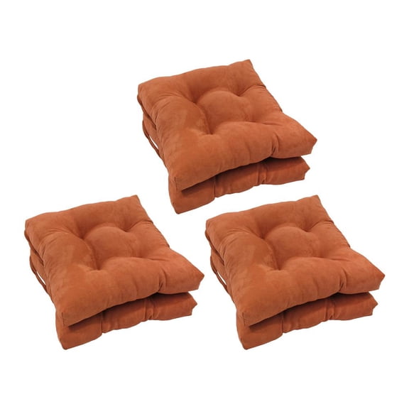 Blazing Needles 916X16SQ-T-6CH-MS-SP 16 in. Solid Microsuede Square Tufted Chair Cushions, Spice - Set of 6