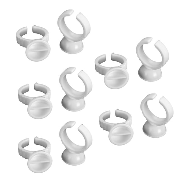 EeaseMX 100 anillos de maquillaje para pestañas, soporte para anillos de tinta, contenedor de pigmento desechable para tatuaje de cejas con separación, tamaño S (blanco)