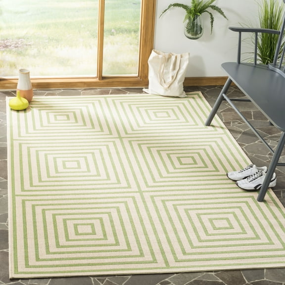 Safavieh Linden Amelia Geometric Indoor/Outdoor Area Rug, Cream/Olive, 4' x 6'