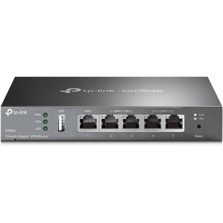 ER605 V2 Wired Gigabit VPN Router, Up to 3 WAN Ethernet Ports + 1 USB WAN, SPI Firewall SMB Router, Omada SDN Integrated, Load Balance, Lightning Protection