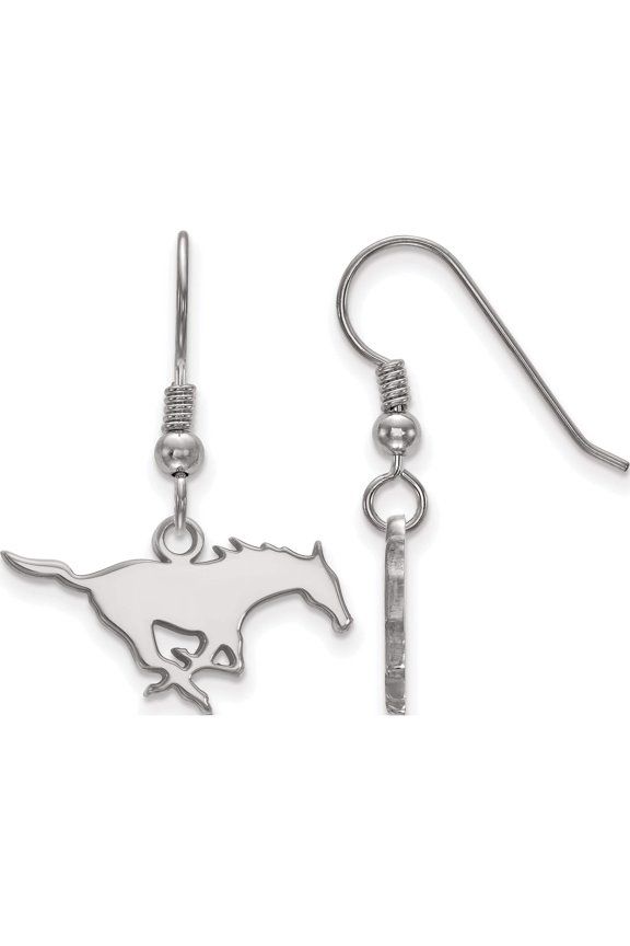Sterling Silver Ss Rh-P Logoart Southern Methodist University Small Dangle Earrings (29 X 21) Made In United States ss006smu