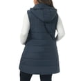 thumbnail image 4 of DARING DIVA Women's Plus Size Long Hooded Zip Up Puffer Vest 1X Navy Blue, 4 of 6