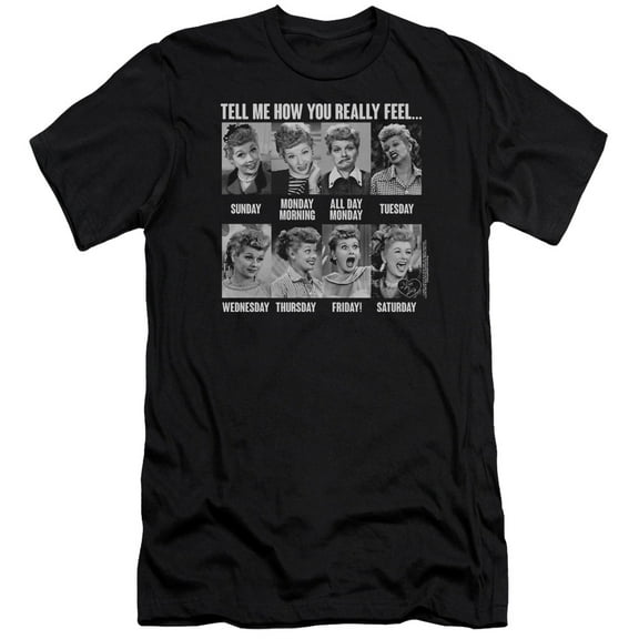 I Love Lucy 8 Days A Week HBO S/S Adult 30/1 T-Shirt Black