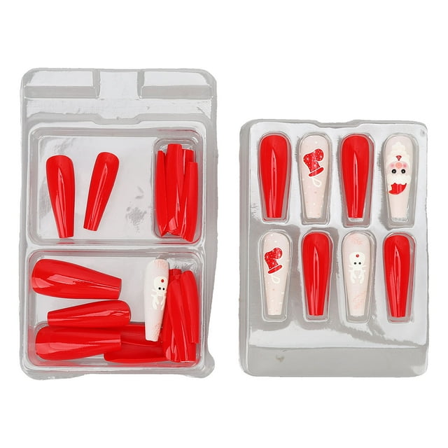 Esmalte de Uñas Postizas BuyWeekMX 30 Piezas Pegatinas Navideñas Diseñadas para Profesionales
