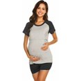 thumbnail image 3 of Pyjamas de Maternité pour Femmes Allaitement pour Hôpital Manches Raglan Courtes Baseball Grossesse Vêtements de Nuit Noir m, 3 of 4