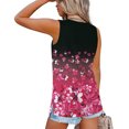 thumbnail image 5 of Gibobby Camiseta sin mangas con cuello en V y estampado de flores degradadas para mujer(Rosa caliente,M), 5 of 5