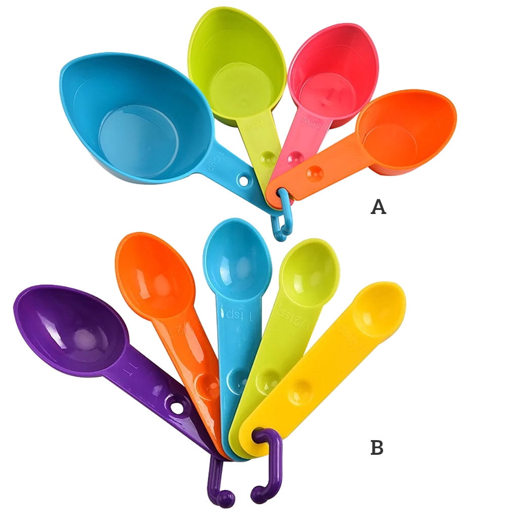 Hi.FANCY Plastic Measuring Cups Set,PP Coffee Spoons Set,Kitchen Flour  Baking Spoons,Measuring Spoons Set,Plastic Spoons with Scale 