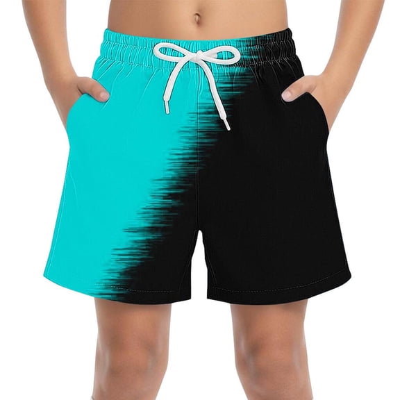 QINGFSAP Boys Summer Beach Shorts Color Block Board Trunks With Pockets Surfing Activities for 4-15T