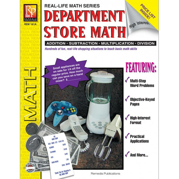 Remedia Publications Department Store Math Activity Book, Grades 4-8