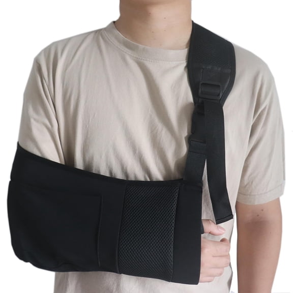 Arm Sling Shoulder Immobilizer for Men Women, Lightweight Breathable Rotator Cuff Support Brace with Pocket, Fits Left Right Arms, Ideal for Wrist Elbow Injuries, One Size