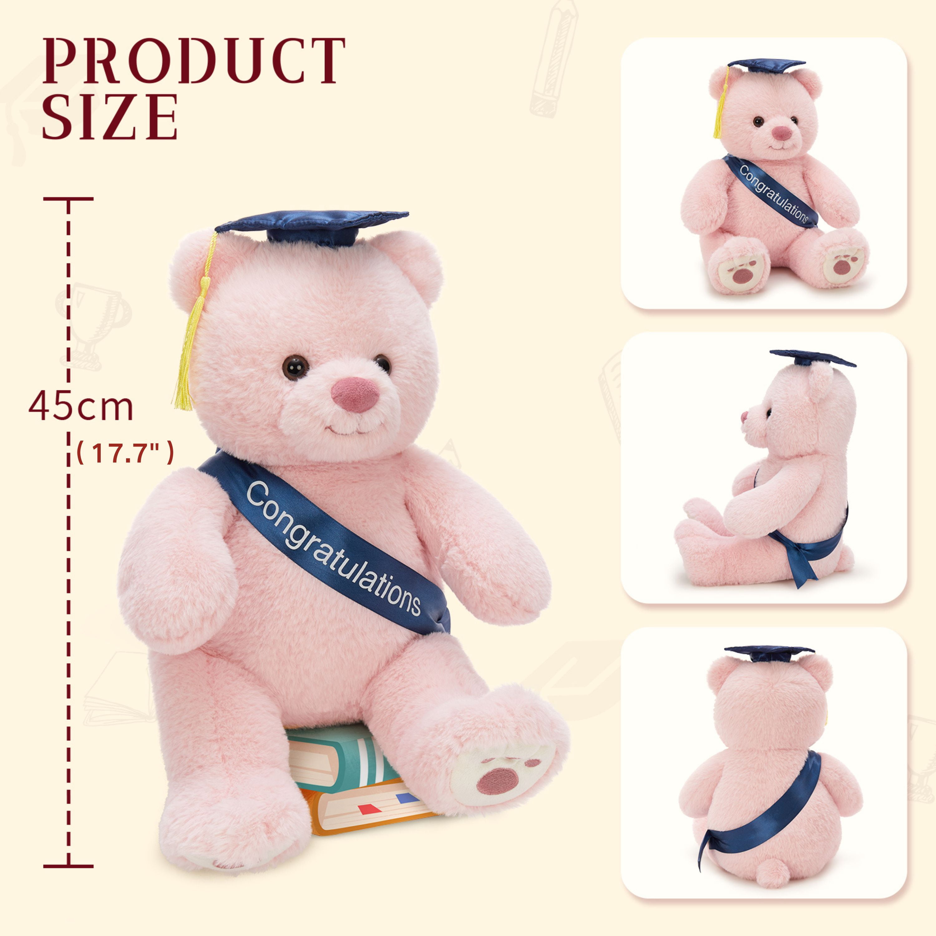 Tezituor 2026 Graduation Teddy Bear Stuffed Animal with Doctoral Cap and Sash Graduation Stuffed Bear Plush Toy