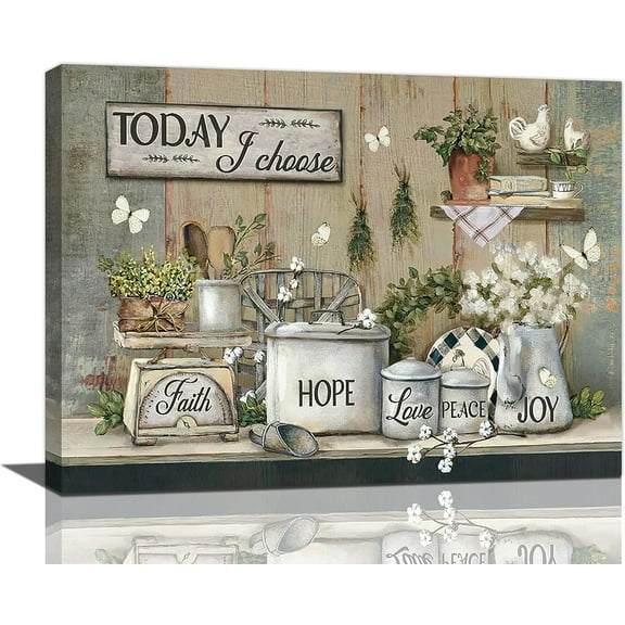 Rustic Kitchen Wall Art Farmhouse Kitchen Pictures Wall Decor Country Kitchen Painting Prints Farm Positive Quotes Framed Artwork Ready to Hang 12"x16"