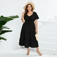 thumbnail image 4 of IDOPIP Women's Plus Size Summer Dress Sweetheart Neckline Short Sleeve Ruffle Hemline A Line Tiered Dress, 4 of 7