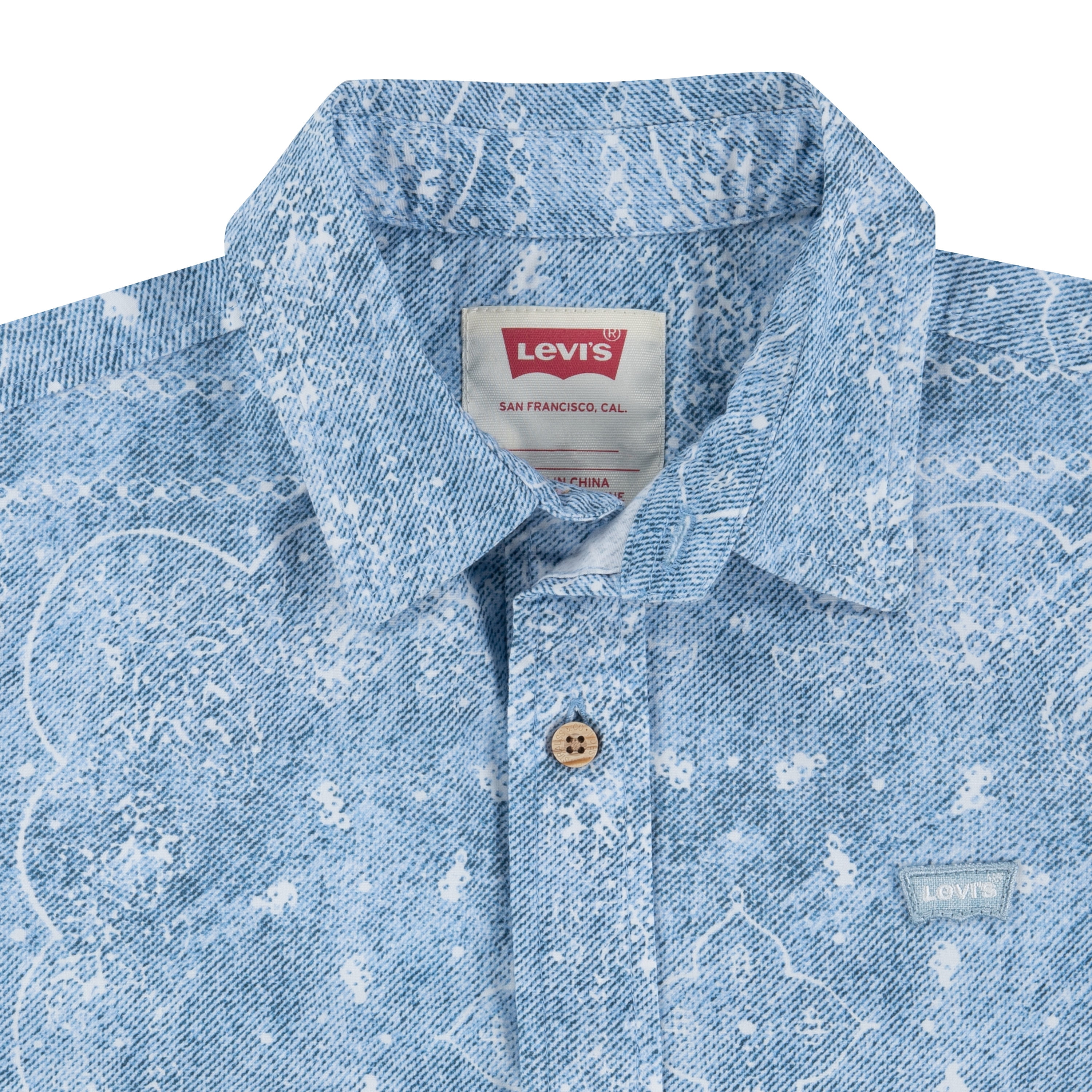 Levi's Boys' Cotton Jacquard Button Up Shirt with Short Sleeves, Sizes 4-20