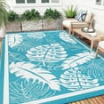 thumbnail image 2 of Findosom 8'x10' Outdoor Rug Patios Rug Waterproof RV Outdoor Rug Camping Rugs Reversible Plastic Straw Rug Large Outdoor Mat Outdoor Area Rug for Camping,Balcony Apartment,Patio,Picnic,Beach Teal, 2 of 10