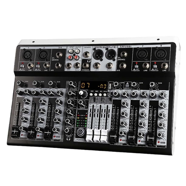 Mezclador de audio con efectos, mezclador de 8 canales, mezclador profesional, mezclador digital, enchufe de EE. UU.