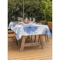 thumbnail image 3 of Outdoor Tablecloths with Umbrella Hole & Zipper, Blue Watercolor Floral Rectangle Tablecloth 60x120 Inch, Spring Flower Abstract Art Waterproof Table Cloth, Patio/Pool/Picnic Table Covers, 3 of 8