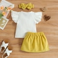 thumbnail image 4 of Baby Girl Clothes Toddler Summer Outfits Set Ruffle Sleeve T-Shirt Tops Button Shorts with Hairband 1 to 4 Years, 4 of 7