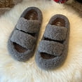 thumbnail image 5 of Lenago Winter Fuzzy Slippers for Women Soft-soled Fluffy Bedroom Slipper Slip On House Shoes Faux Fleece Lined Indoor Outdoor Slippers with Cozy Platform, 5 of 10