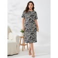 thumbnail image 4 of ValueVibe Nightgowns for Women Plus Size Short Sleeve Long Sleepshirt Crew Neck Casual Housedress, Zebra Print 4XL, 4 of 6