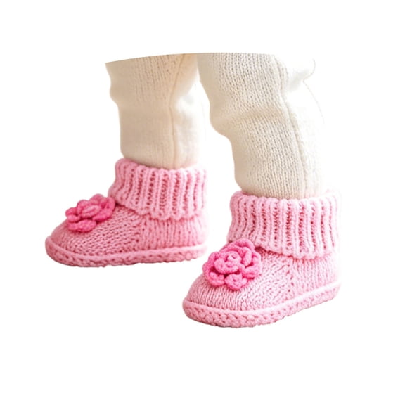 OOOUM Baby Booties Newborn Cozy Knit First Walkers Flower Soft Sole Infant Shoes,CN:One Size