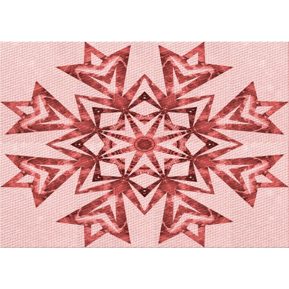 Ahgly Company Indoor Rectangle Patterned Grapefruit Red Area Rugs, 7' x 9'