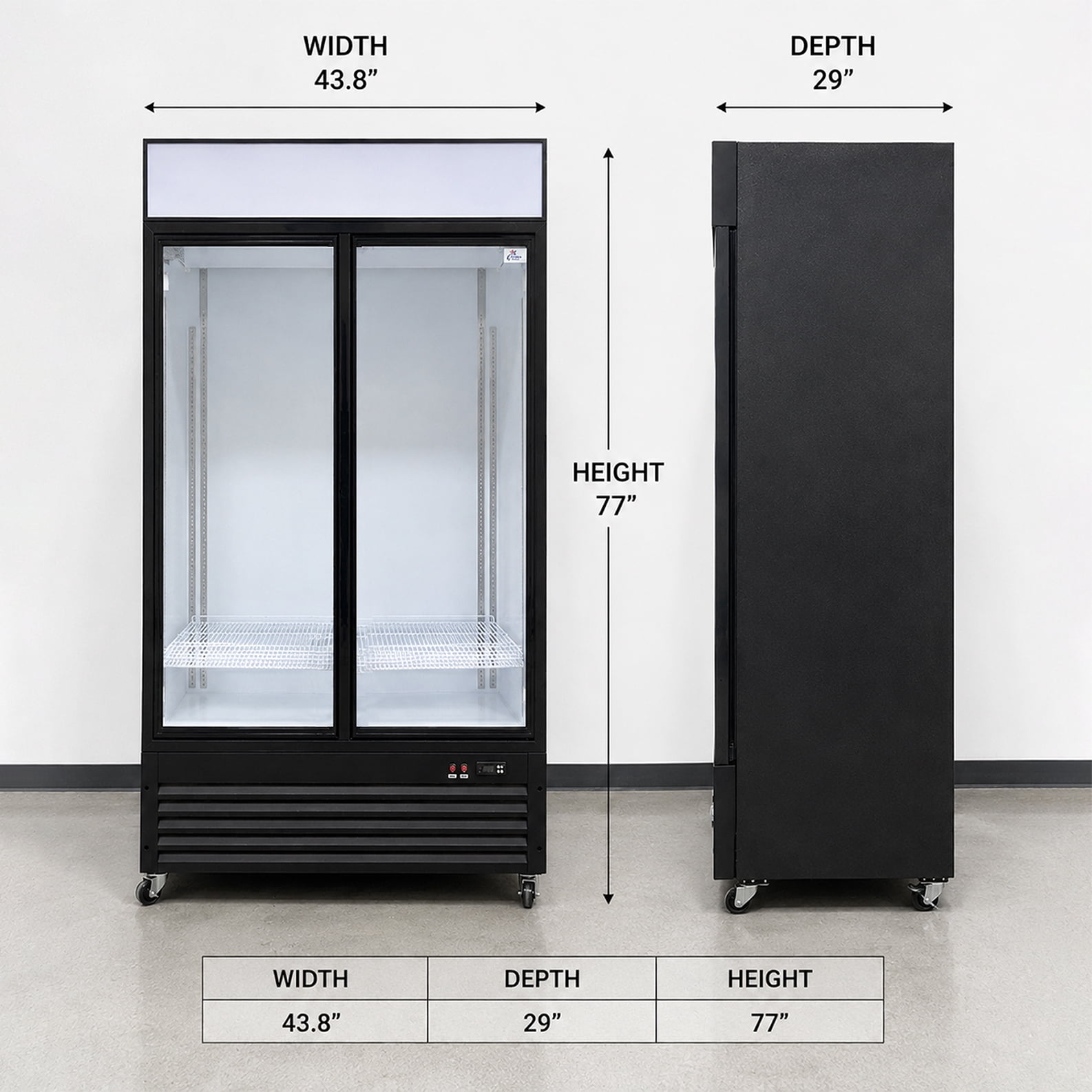 NSF 44 in. Commercial Sliding Glass Door Refrigerator Cooler, 35 Cu. Ft. Double Sliding Door Merchandiser