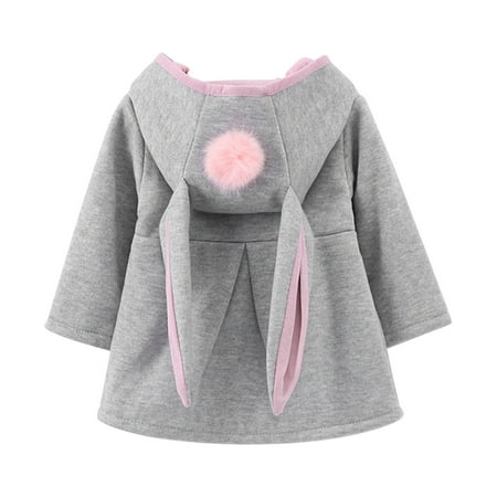 

kpoplk Baby Girls Outerwear Jackets And Coats Toddler Baby Girls Jacket Coat Hooded Long Sleeve Parka Winter Thick Cotton Overcoat(Grey)