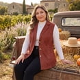 thumbnail image 2 of Agnes Orinda Women's Plus Size Vest Jacket Notch Lapel Casual Utility Sleeveless Faux Suede Jacket 1X Rust, 2 of 7