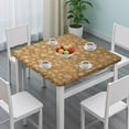 thumbnail image 3 of Golden Christmas Snowflake Pattern Square Fitted Tablecloth with Elastic Edge,Square Table Cover,Washable Elastic Table Cover for Home Kitchen Party Decor 34"x34", 3 of 6