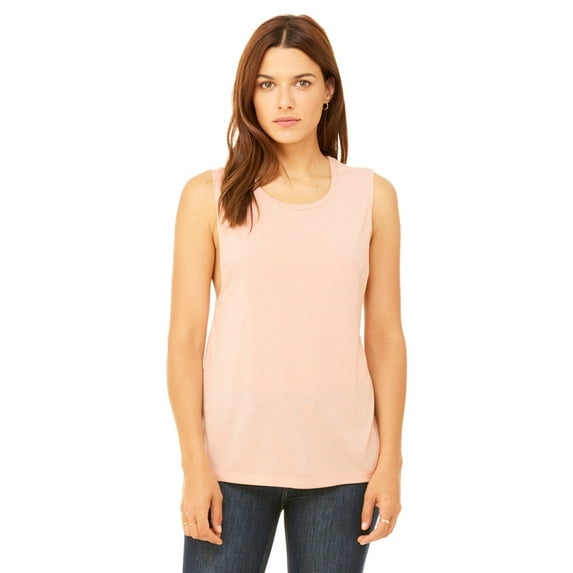 The Bella + Canvas Ladies Flowy Scoop Muscle Tank Top - PEACH - 2XL