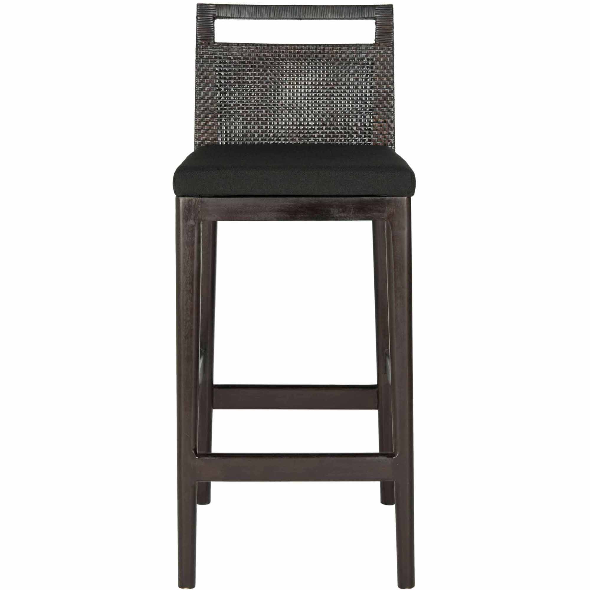SAFAVIEH Darin Traditional 38" Barstool, Dark Brown/Black