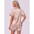 thumbnail image 4 of DARING DIVA Women's Satin Pajamas Sleepwear Button Down Contrast Color Tops S Pink, 4 of 7