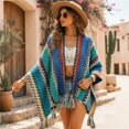 thumbnail image 2 of MSJUHEG Women's Crochet Poncho Cardigan Elbow Length Sleeve Swimsuit Coverups Knit Cardigans Crochet Knit Crochet Shrug Lightweight Cardigan Knit Sweaters Summer Outfits Yellow One Size, 2 of 6