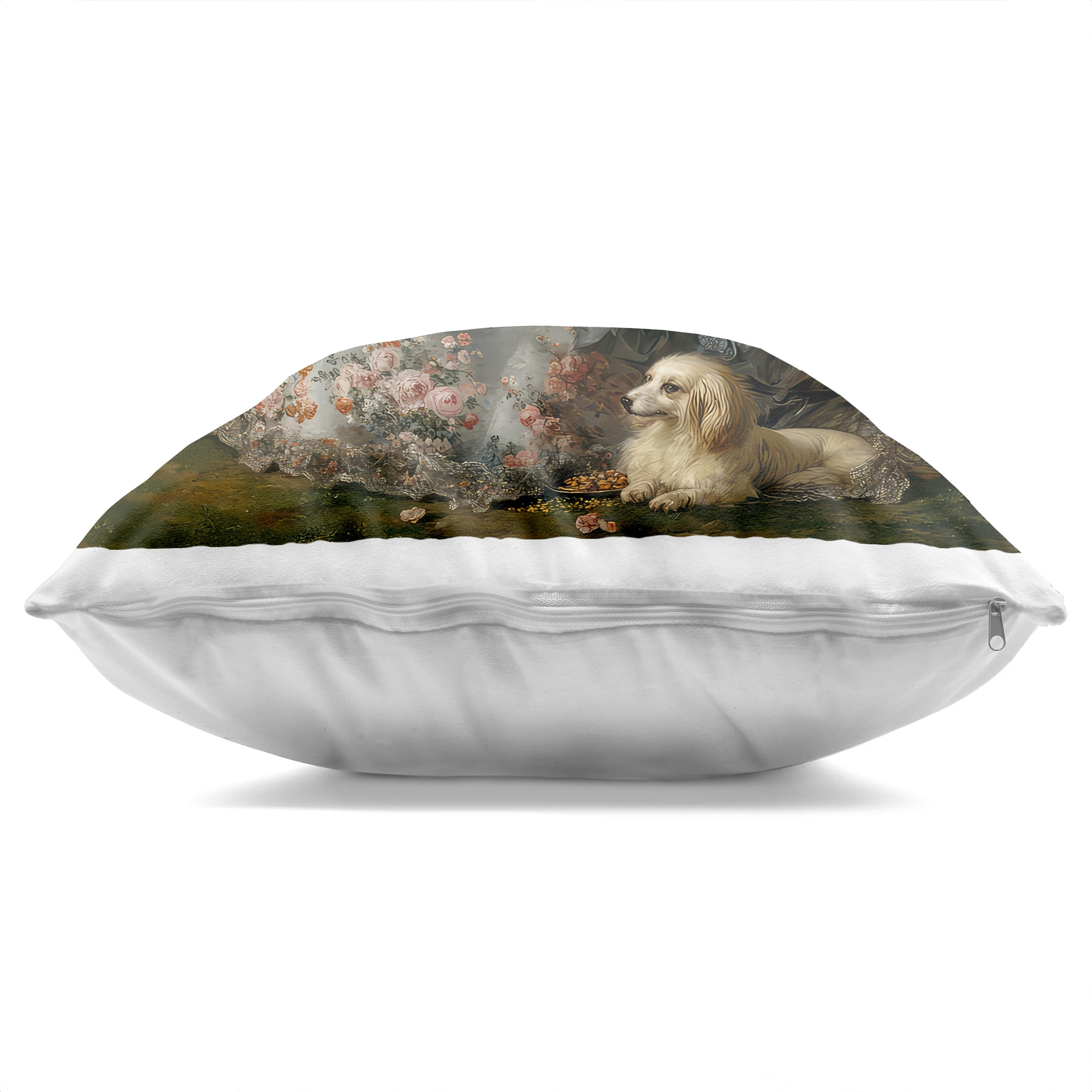 Stupell Industries Reading Rococo Lady with Dog Decorative Printed Throw Pillow, design by The Wands Want, 18 x 7 x 18